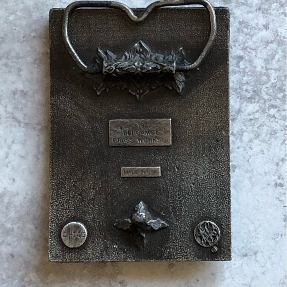 Bergamot Belt Buckle Brass 1977 Horses Mountain Western - Picture 2 of 5